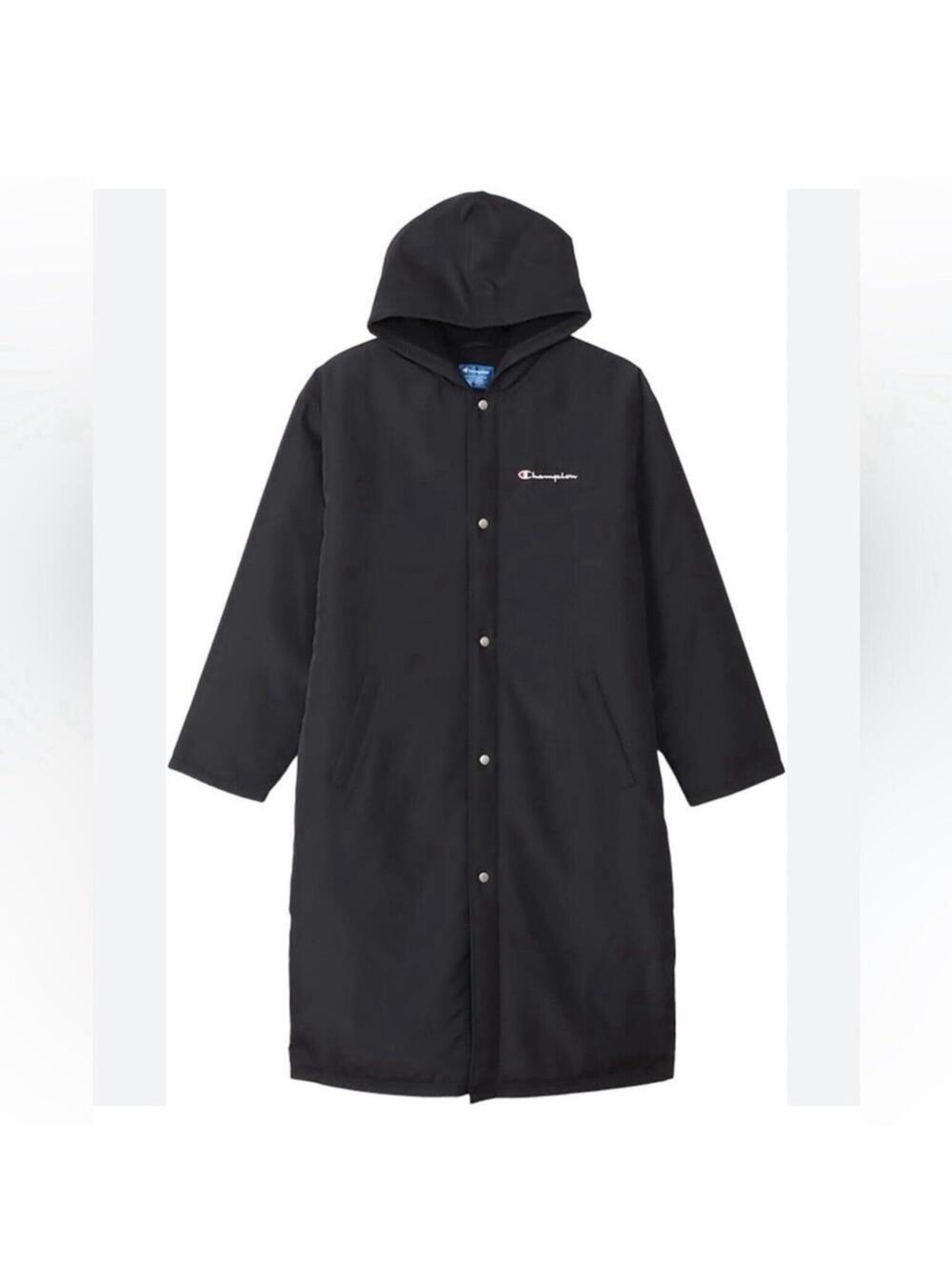 Champion Black Long Winter Coat Jacket Men’s Small Button-Up Pockets New